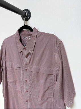 GameGuard Outdoors Men’s Maroon Gingham Short Sleeve Fishing Shirt Size L